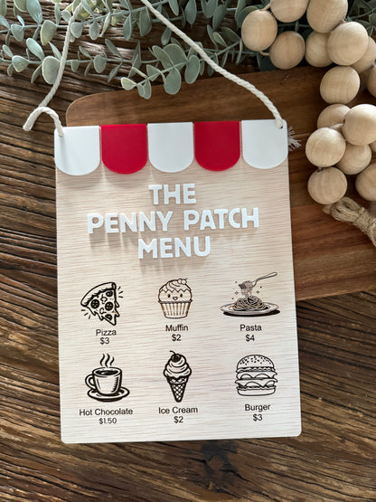 Kids Wooden Café Play set – Pretend Play Food & Drink Menu Signs
