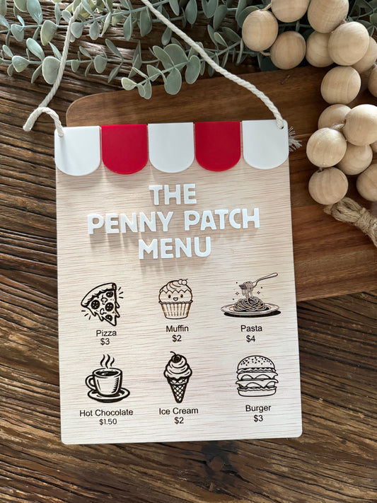 Kids Wooden Café Play set – Pretend Play Food & Drink Menu Signs