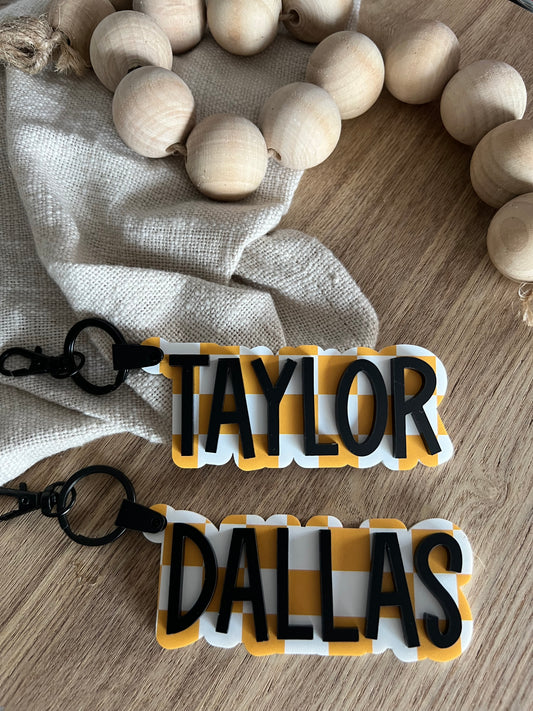 Check Mate Bag Tag |Acrylic Name Keyring