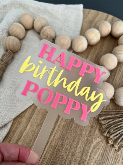 Happy Birthday Cake Topper - Personalised