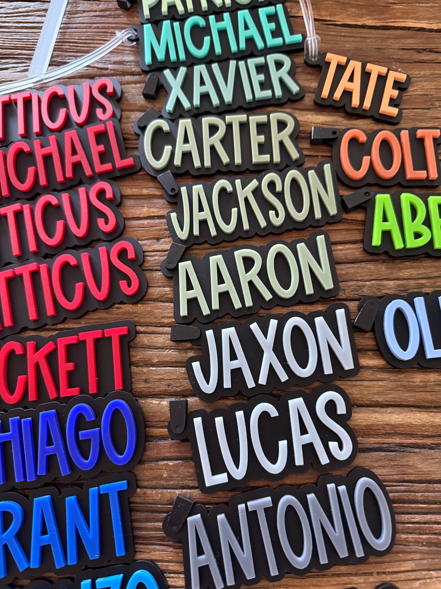 Matte Black Bag Tag — Custom Name Acrylic Keychain