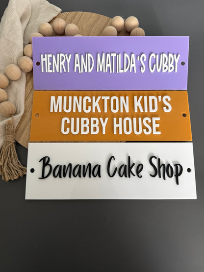 Personalised Acrylic Custom Wall Sign Pool House - Cubby Sign