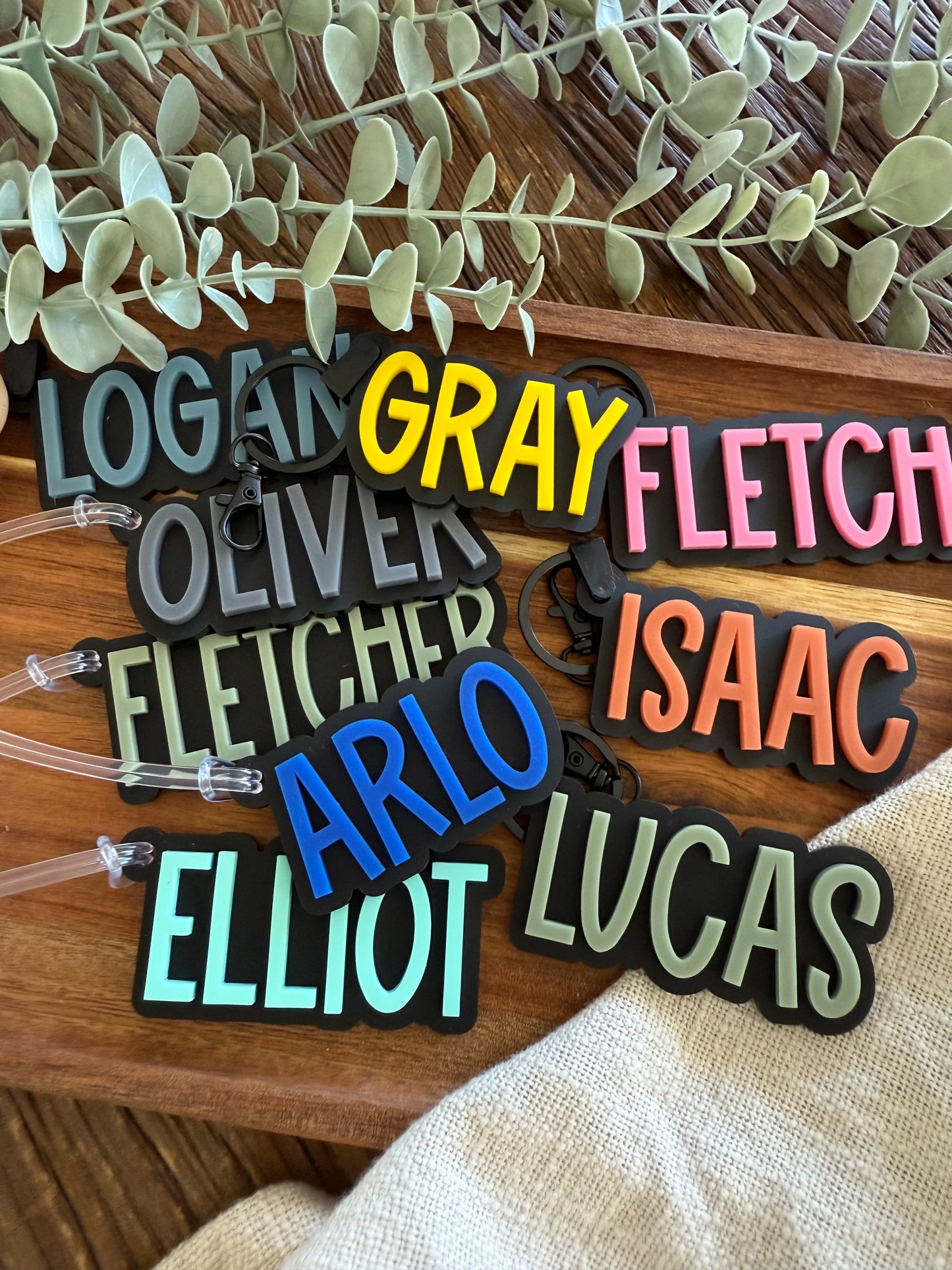 Matte Black Bag Tag — Custom Name Acrylic Keychain