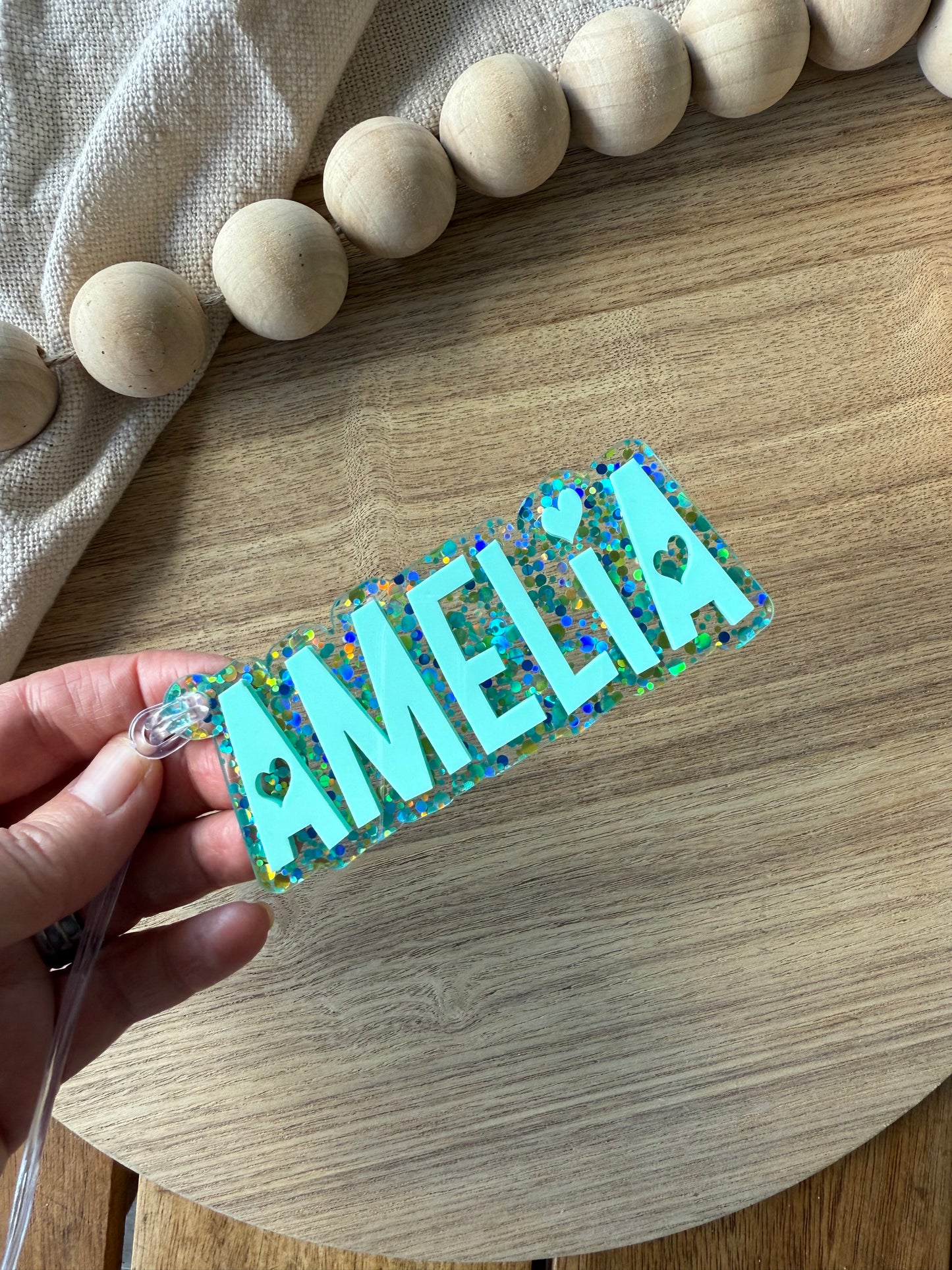 Fun Confetti Glitter Bag Tag