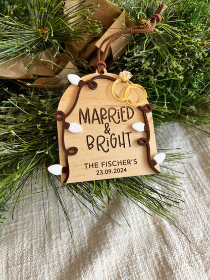 Married Personalised Christmas Ornament | Newlyweds