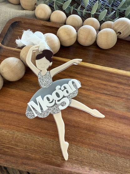 Dancing Girl Christmas Ornament | Ballerina Stocking Tag