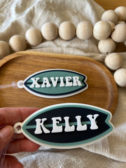 Surfboard Acrylic Name Tag | Backpack Keychain