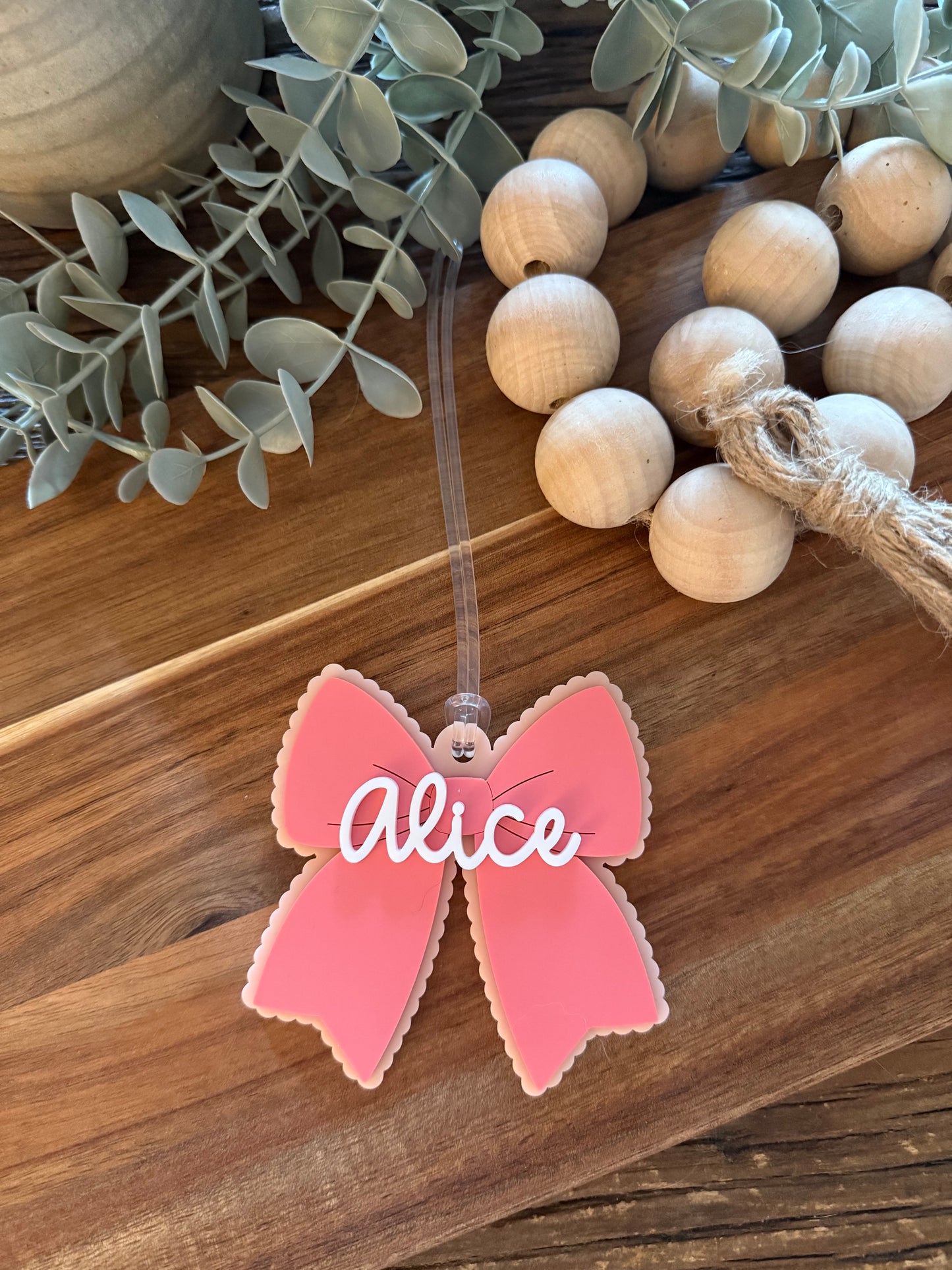 Cheer Bow Bag Tag — Large Acrylic Bow Keychain Personalised