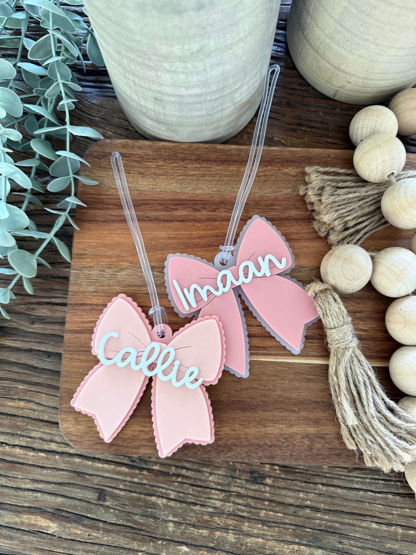Cheer Bow Bag Tag — Large Acrylic Bow Keychain Personalised