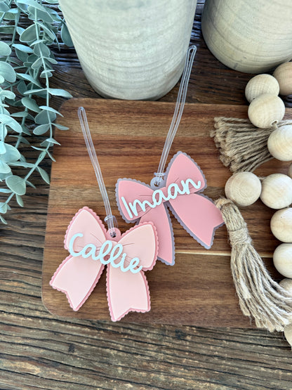 Cheer Bow Bag Tag — Large Acrylic Bow Keychain Personalised