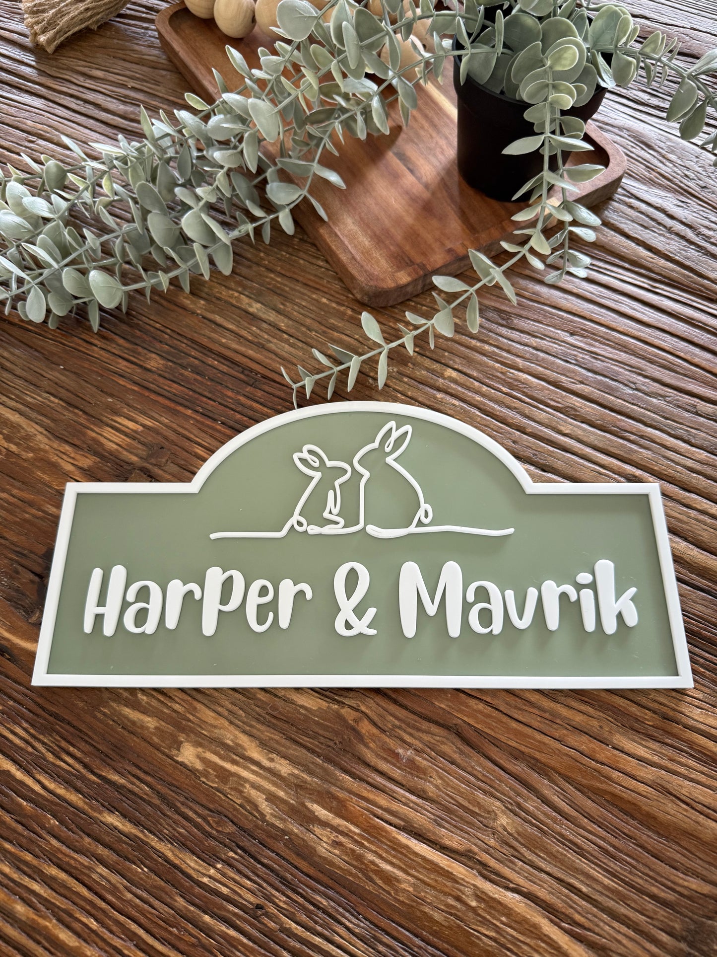 Bunny Sign Kids Playroom Sign Personalised