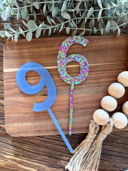 Number Cake Topper — Glitter Colours