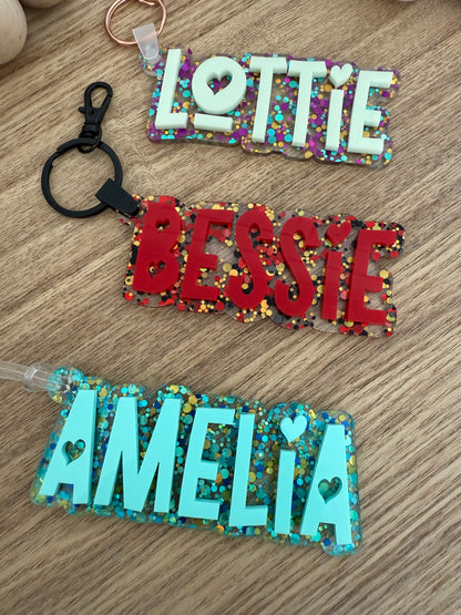 Fun Confetti Glitter Bag Tag
