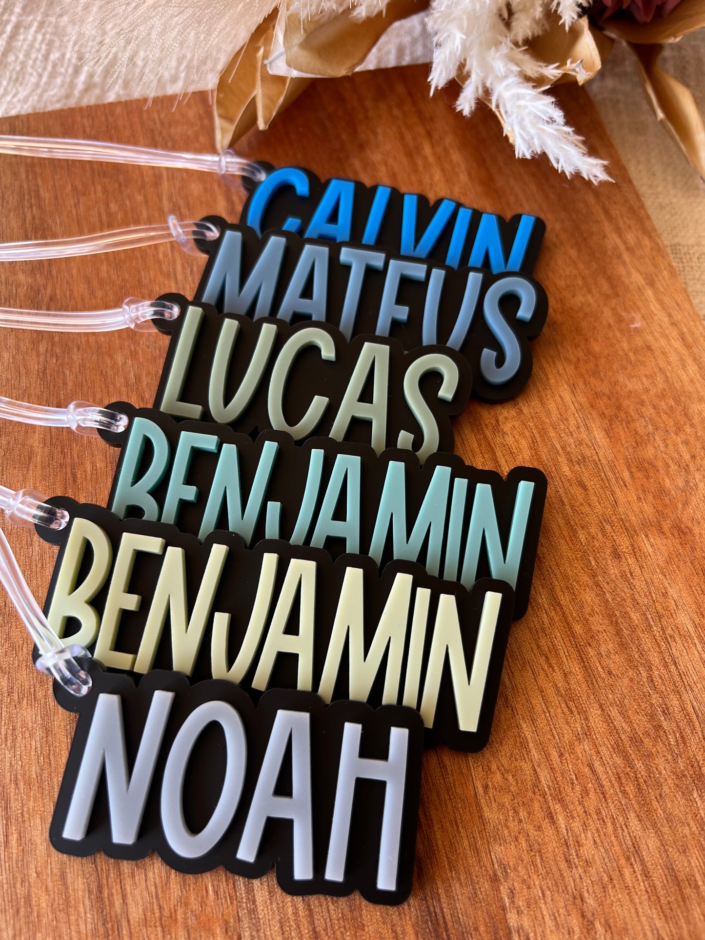 Matte Black Bag Tag — Custom Name Acrylic Keychain