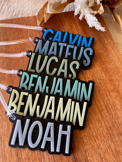 Matte Black Bag Tag — Custom Name Acrylic Keychain