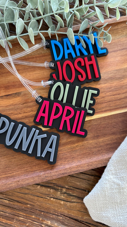 Matte Black Bag Tag — Custom Name Acrylic Keychain