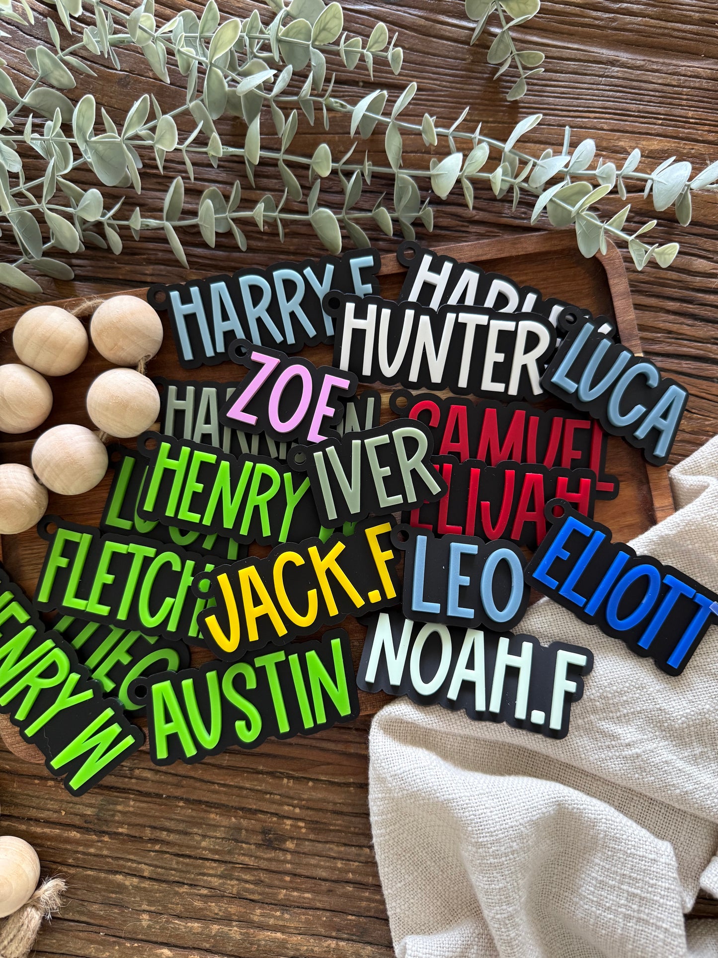 Matte Black Bag Tag — Custom Name Acrylic Keychain