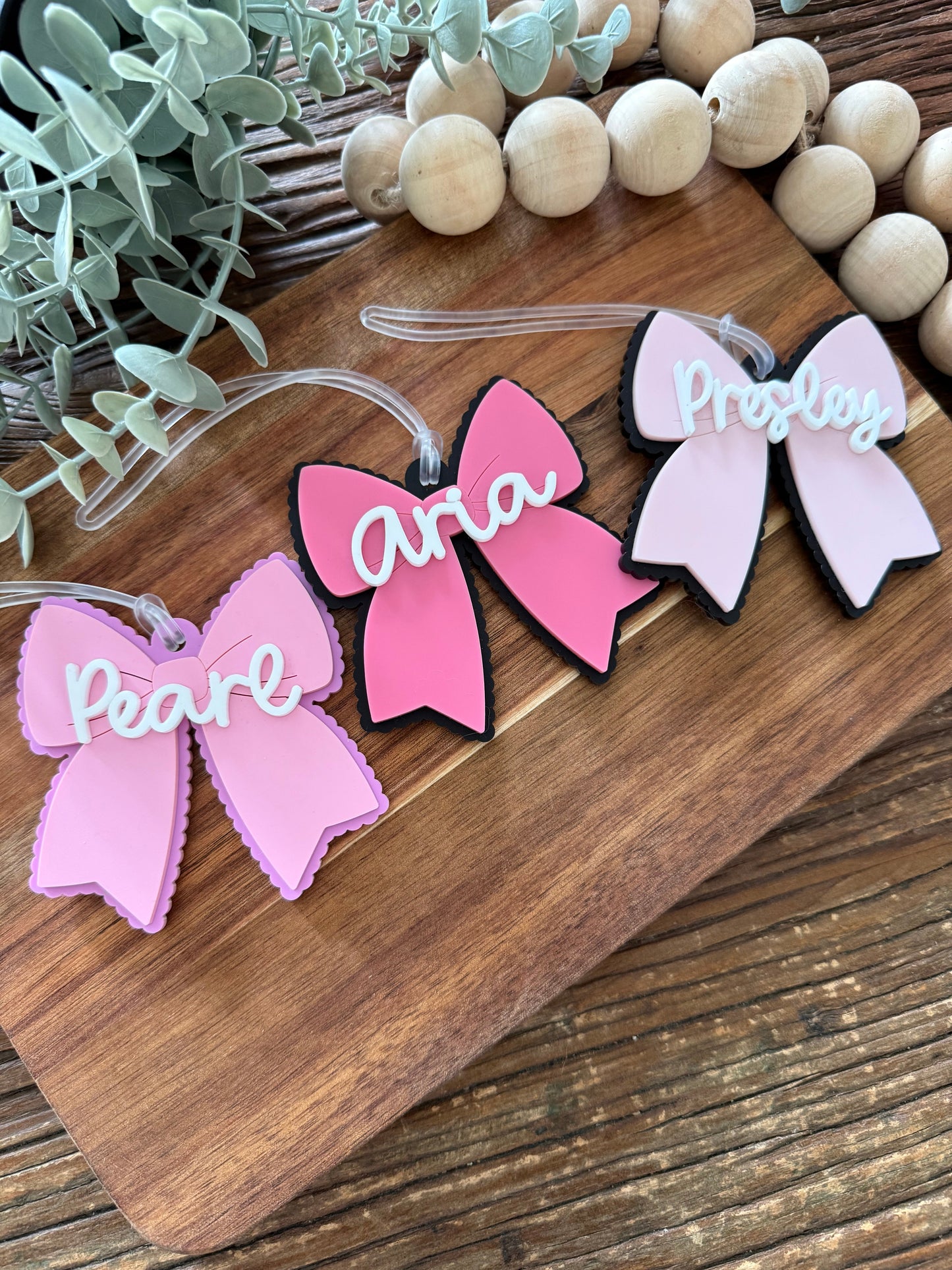 Cheer Bow Bag Tag — Large Acrylic Bow Keychain Personalised