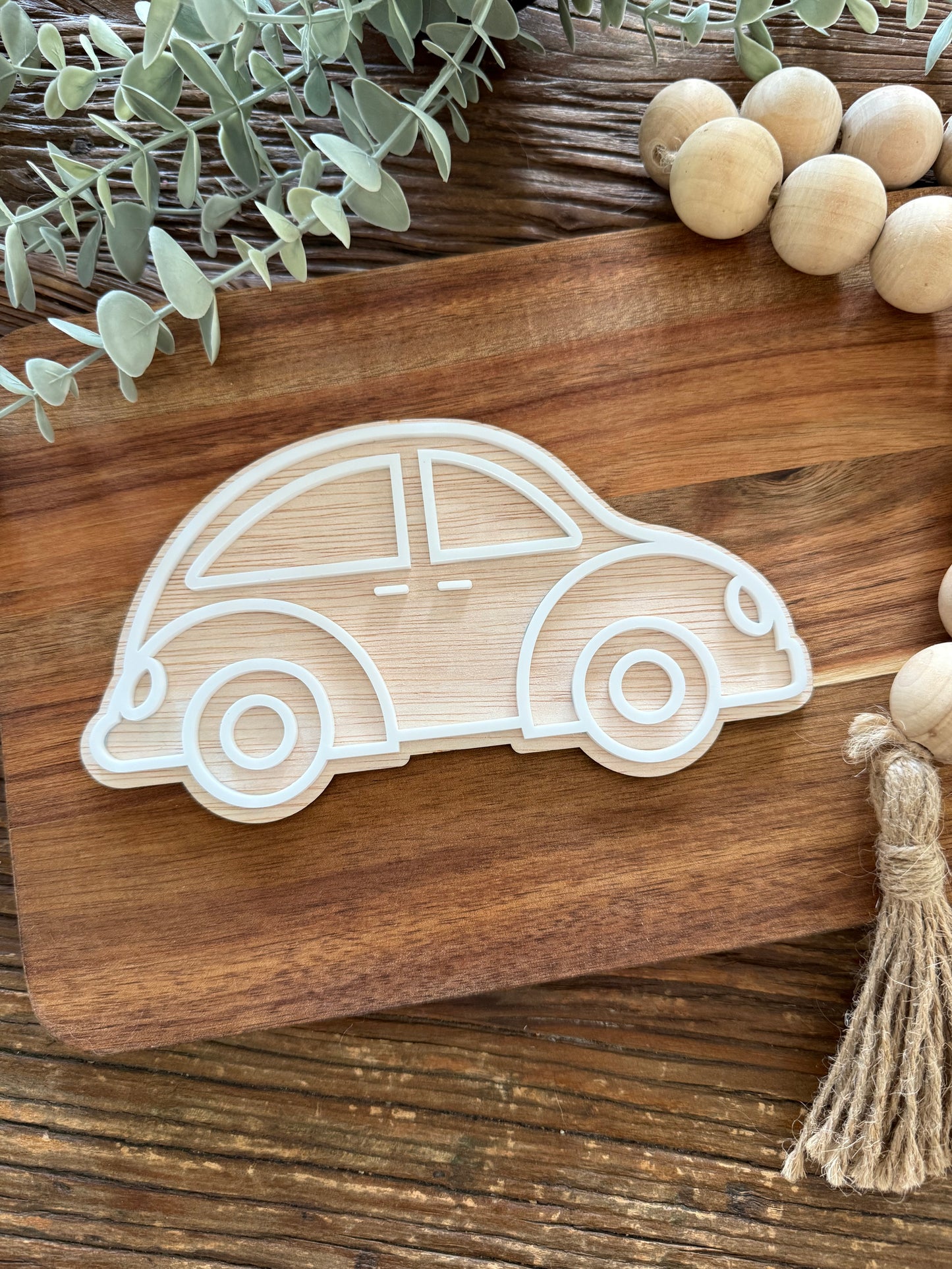 Kids Room Wall Hanging Set — Car Van Plane Wooden Transport Nursery Decor