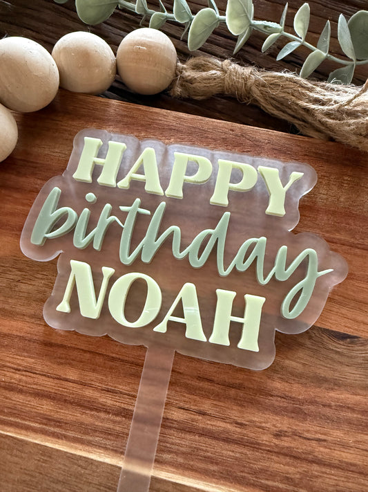 Happy Birthday Cake Topper - Personalised
