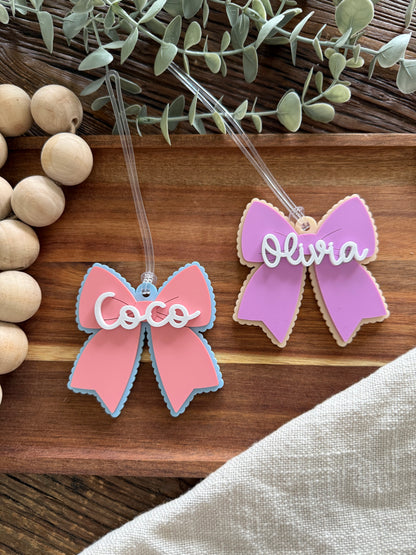 Cheer Bow Bag Tag — Large Acrylic Bow Keychain Personalised