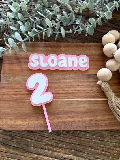 Blue Dog Cake Topper Set - Personalised