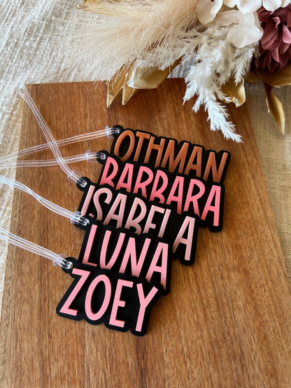Matte Black Bag Tag — Custom Name Acrylic Keychain