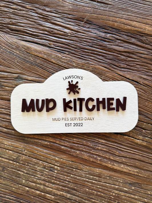 Kids Mud Kitchen Sign — Custom Name Ply Acrylic Play Sign