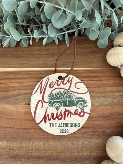 Merry Christmas Vintage Truck Ornament