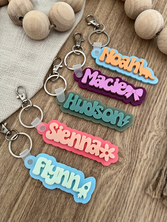 Kids Icon Name Tag | Keyring | Personalised Keychain