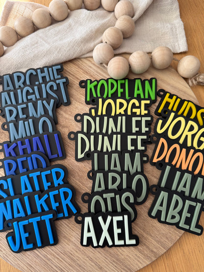 Matte Black Bag Tag — Custom Name Acrylic Keychain