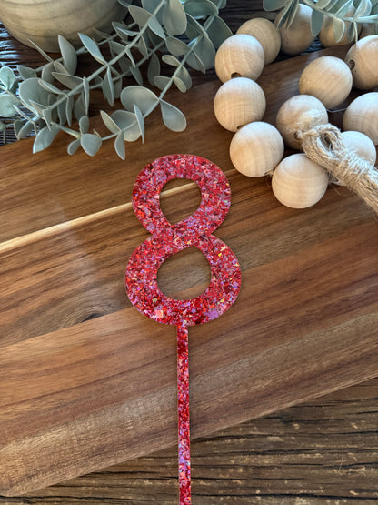 Number Cake Topper — Glitter Colours