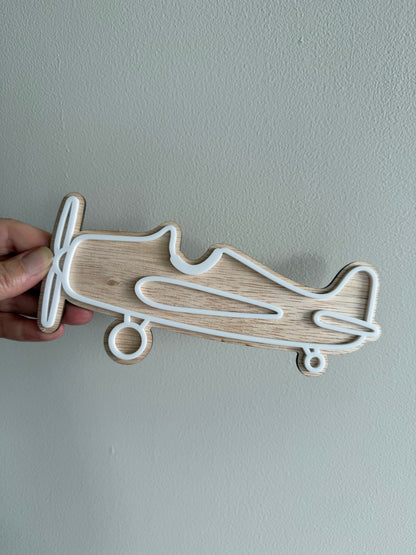 Kids Room Wall Hanging Set — Car Van Plane Wooden Transport Nursery Decor