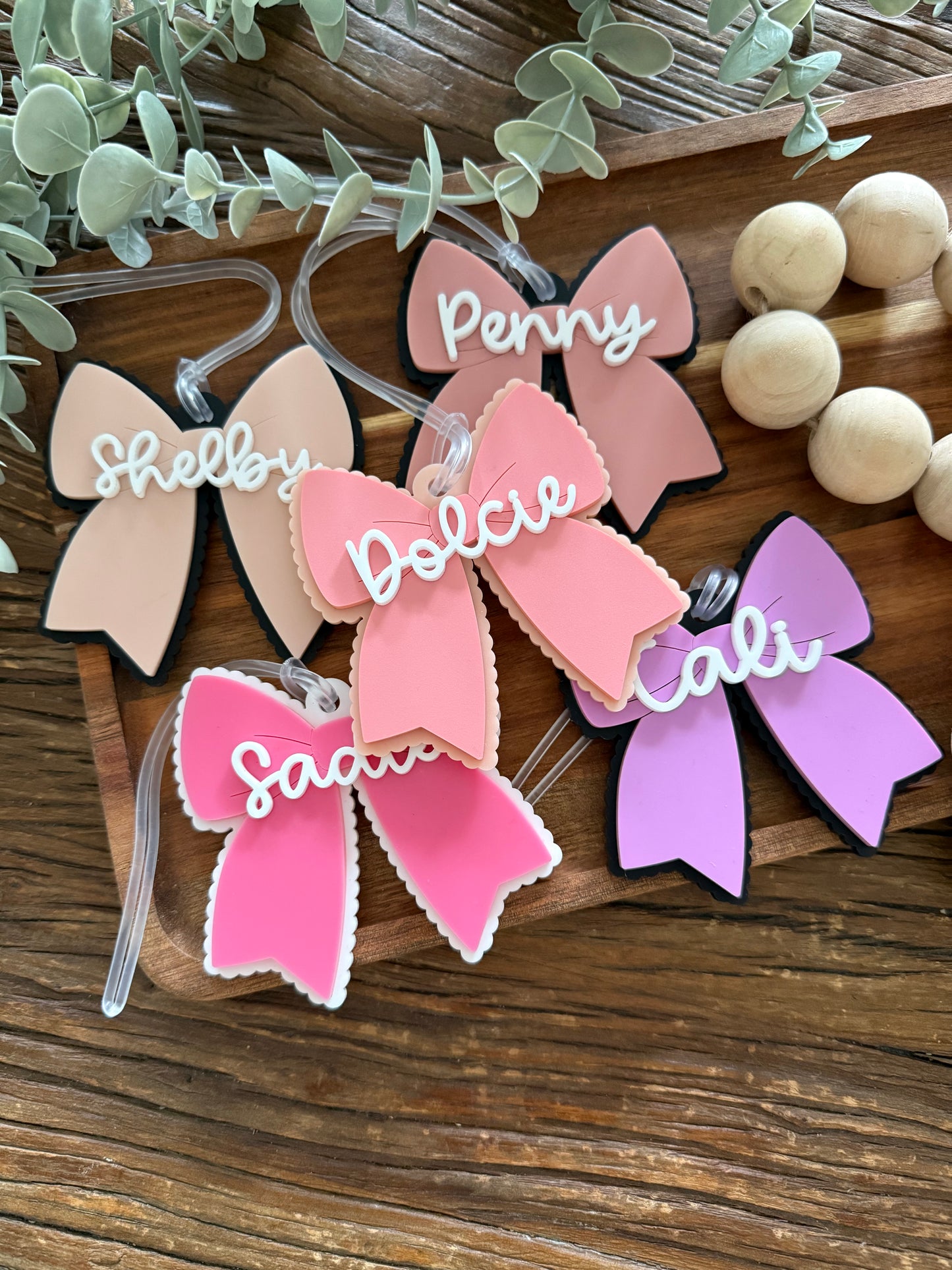 Cheer Bow Bag Tag — Large Acrylic Bow Keychain Personalised