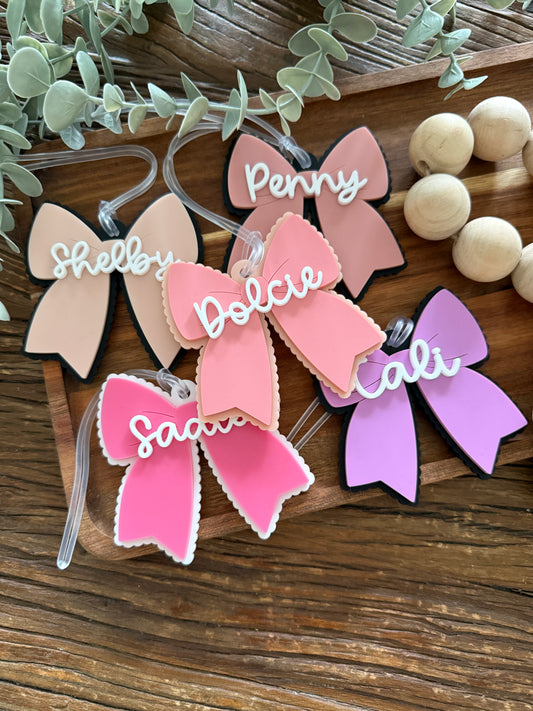 Cheer Bow Bag Tag — Large Acrylic Bow Keychain Personalised