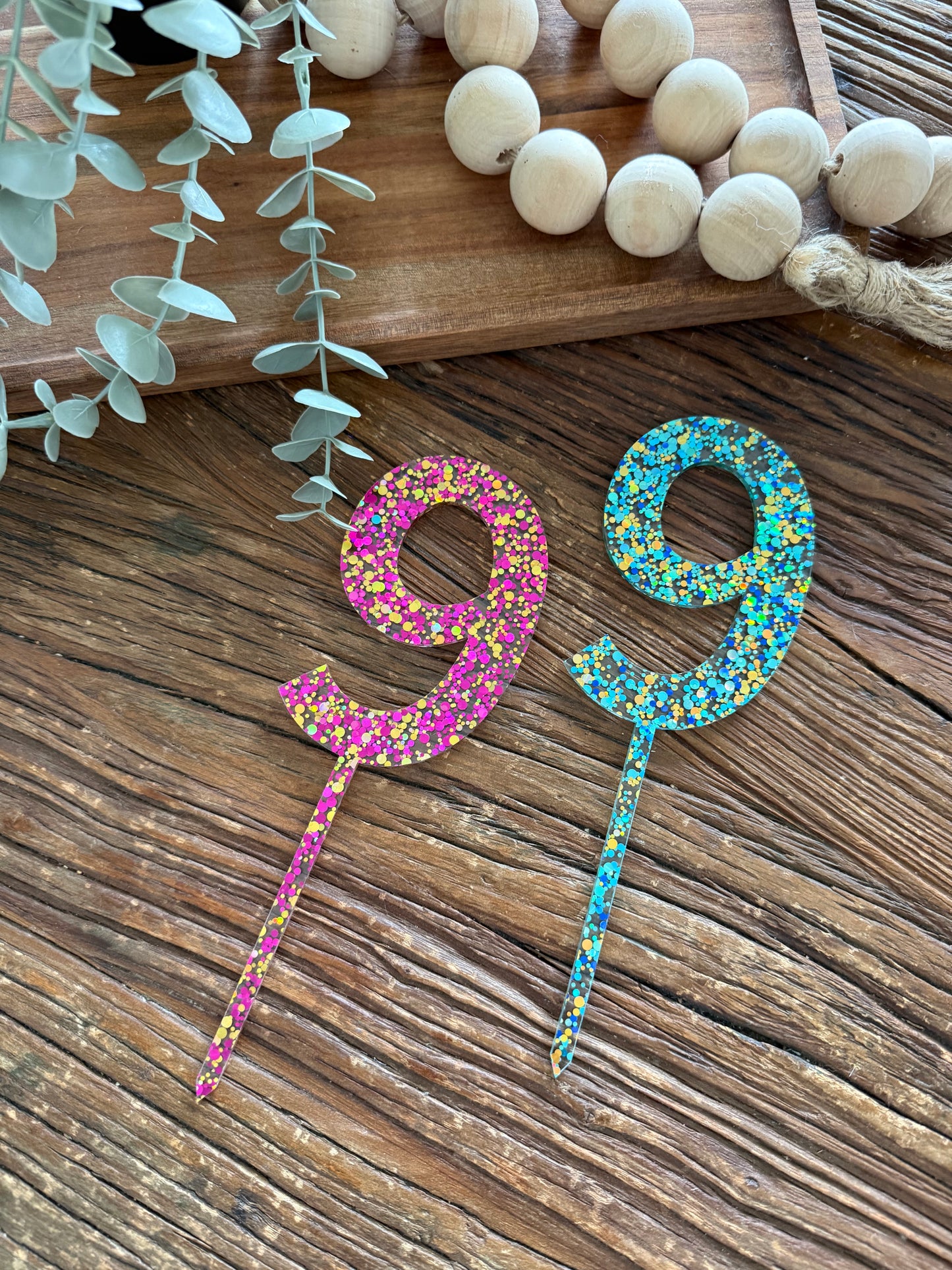 Number Cake Topper — Glitter Colours