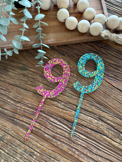 Number Cake Topper — Glitter Colours
