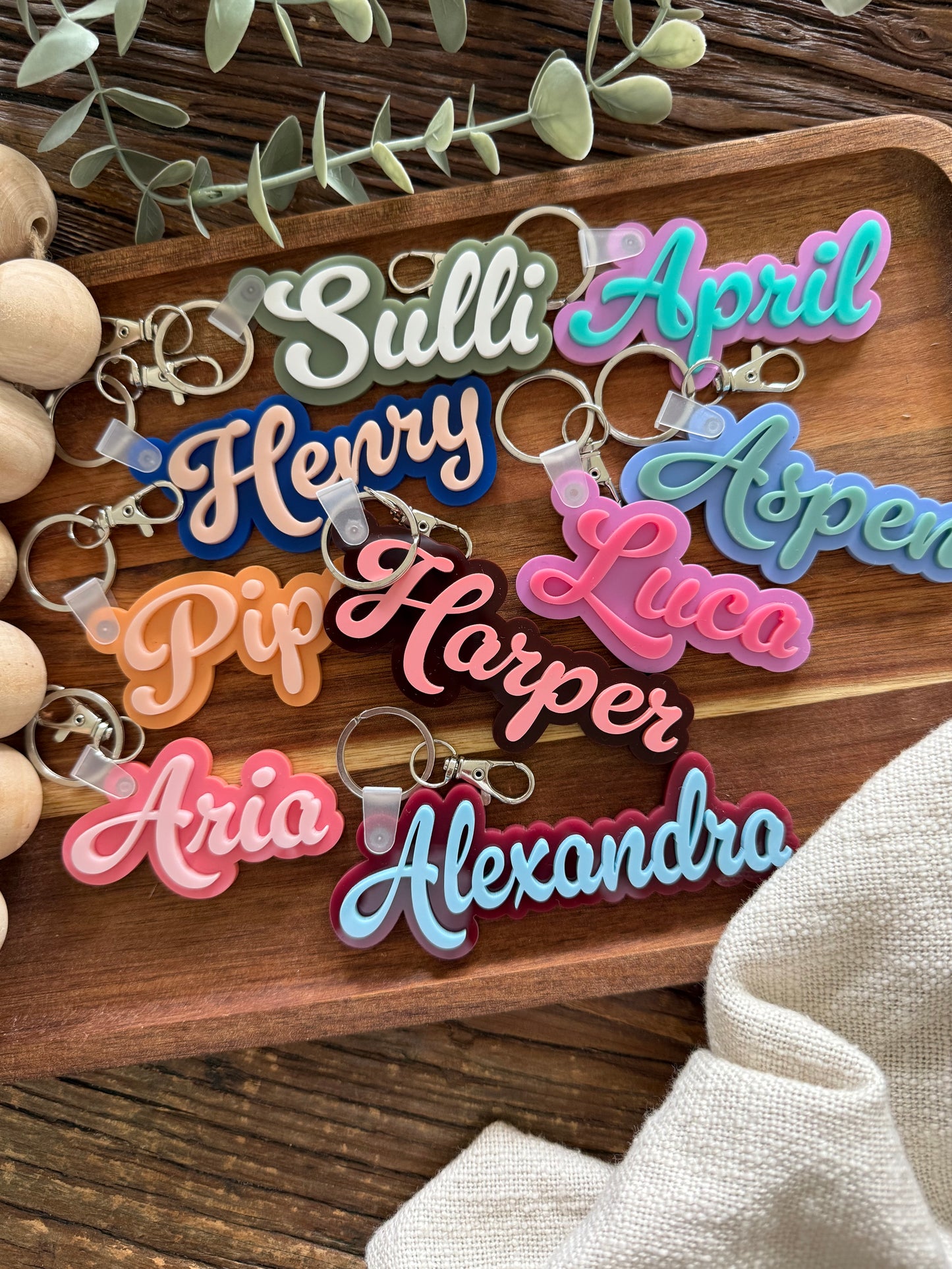 Duo Colour Bag Tag — Custom Name Acrylic Keychain