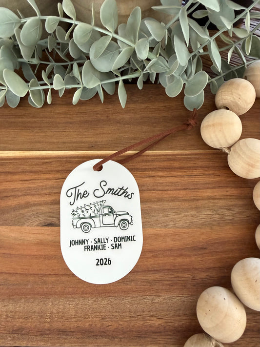 Vintage Truck Family Name Tag