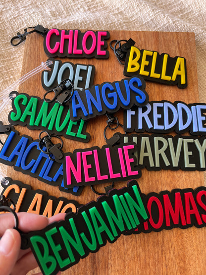 Matte Black Bag Tag — Custom Name Acrylic Keychain