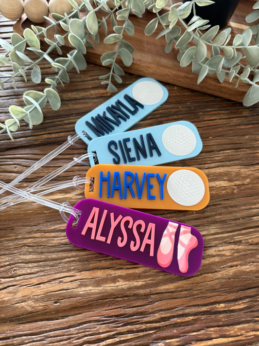 Sporty Bag Tag — Custom Kids School Backpack Keychain