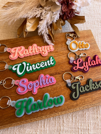 Duo Colour Bag Tag — Custom Name Acrylic Keychain