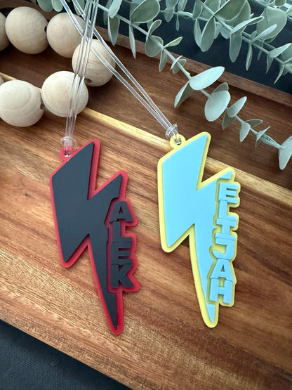Lightning Bolt Bag Tag - Kids Backpack Keychain