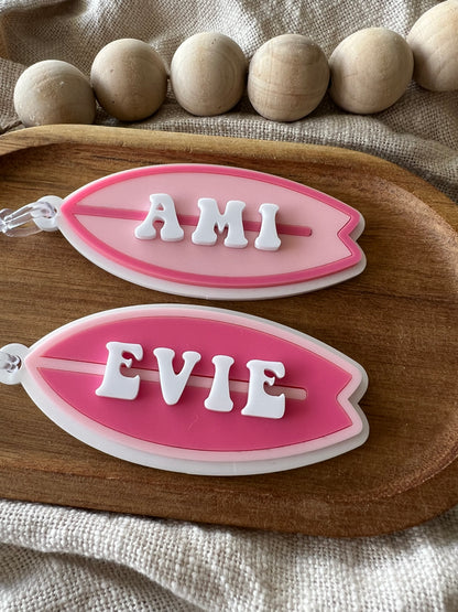 Surfboard Acrylic Name Tag | Backpack Keychain