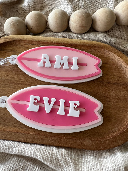 Surfboard Acrylic Name Tag | Backpack Keychain
