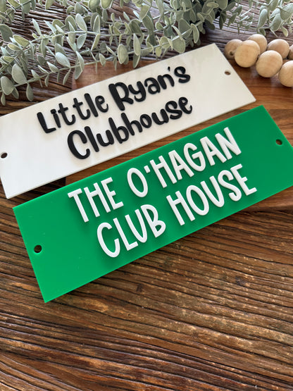 Personalised Acrylic Custom Wall Sign Pool House - Cubby Sign