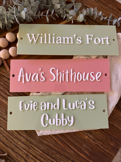 Personalised Acrylic Custom Wall Sign Pool House - Cubby Sign