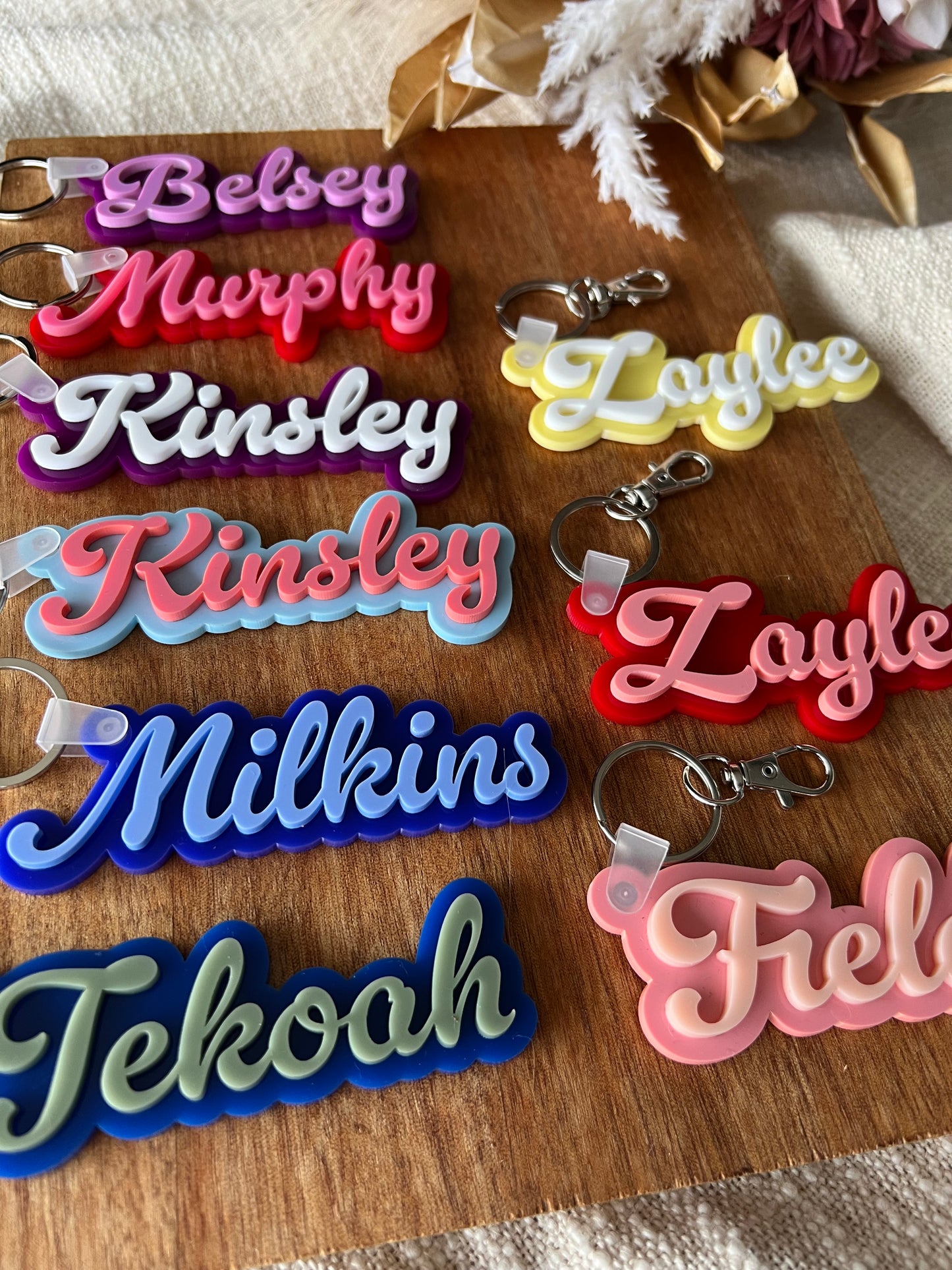 Duo Colour Bag Tag — Custom Name Acrylic Keychain