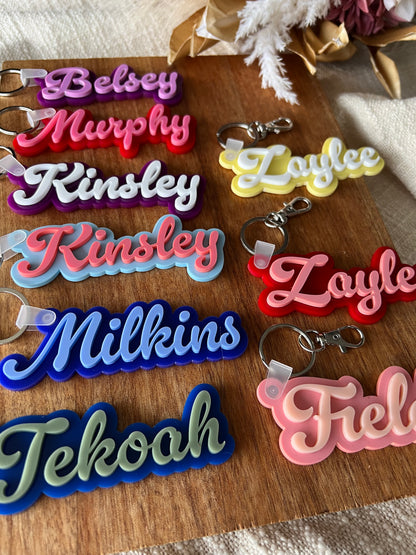 Duo Colour Bag Tag — Custom Name Acrylic Keychain