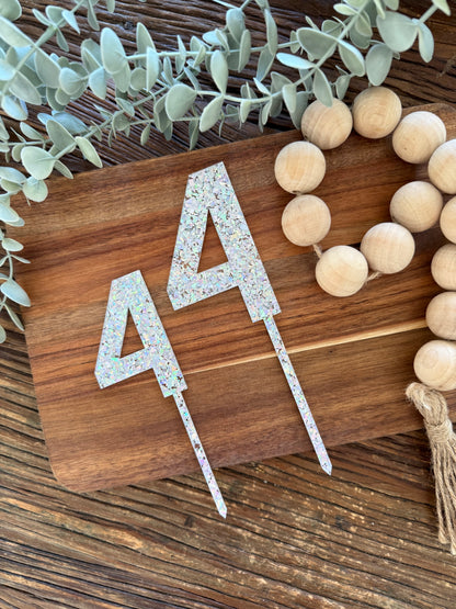 Number Cake Topper — Glitter Colours